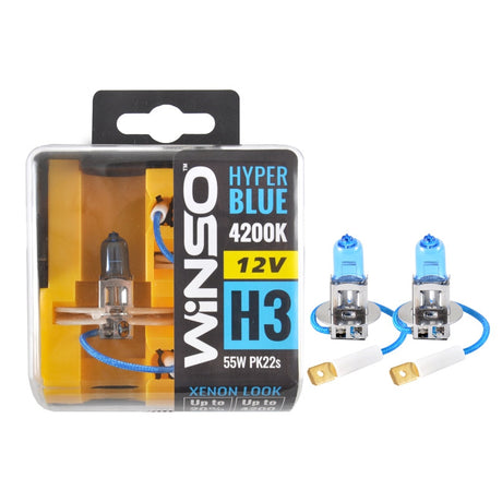 Bec Halogen Winso Hyper Blue +20% H3 - 12V, 55W PK22s ● 4200K ● Set 2 buc 712350