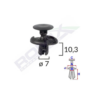 Clips fixare pentru toyota/suzuki 7X10.3MM - negru set 10 buc Romix B23143