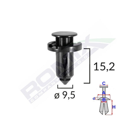 Clips fixare pentru nissan/honda/subaru 9.5X15.2MM - negru set 10 buc Romix B22089