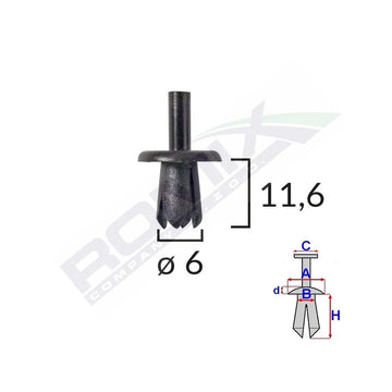 Clips fixare pentru Alfa romeo/fiat Mercedes Opel - negru set 25 buc Romix 50397