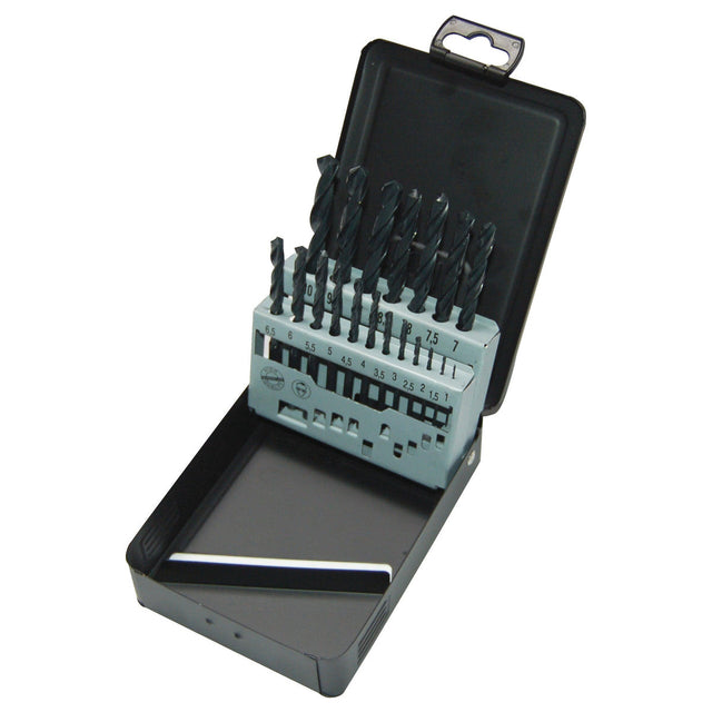 Casetă metalică cu burghie pentru metal Milwaukee HSS-R DIN338, ø1-10mm - 19 buc 4932352468