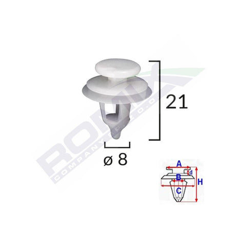 Clips tapiterie pentru citroen/peugeot - alb set 10 buc Romix 11261