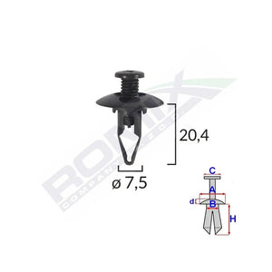 Clips fixare pentru Mitsubishi 7.5X20.4MM - negru set 10 buc Romix C10026 – imagine 2