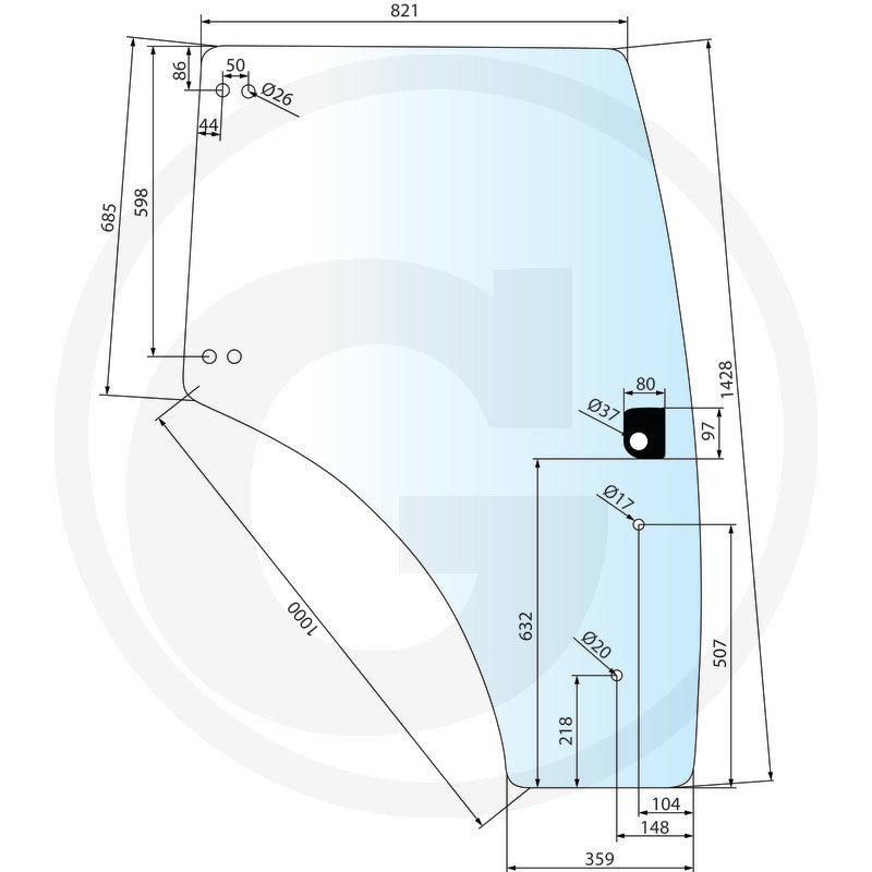 Geam usa stanga tractor Case IH New Holland Steyr – 65017081
