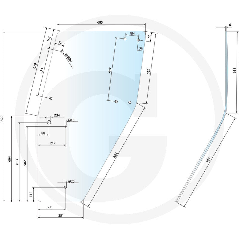 Geam usa stanga nou GRANIT 650S358529 compatibil Deutz-Fahr DX