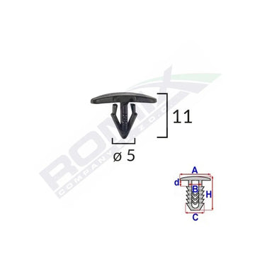 Clips tip garnitura pentru citroen/peugeot/renault 5X11MM - negru set 25 buc Romix A56050