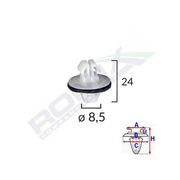 Clips fixare elemente exterioare pentru suzuki/toyota 8.5X24MM - alb set 10 buc Romix C10119