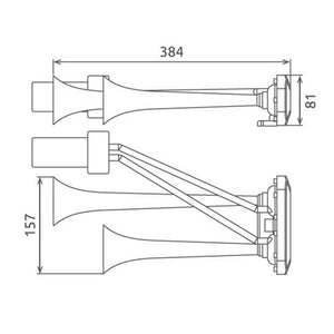 Claxon camion crom cu 2 goarne, melodic, 24V 1A cu compresor Seger 85KH24.000.02K