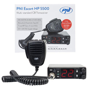 Statie radio cb Pni escort HP 5500, multistandard, 4W, am-fm, 12V/24V, asq, rf gain, mufa de bricheta inclusa PNI-HP5500