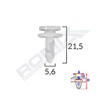 Clips tapiterie pentru grup vag 5.6X21.5MM alb set 10 buc Romix C70141