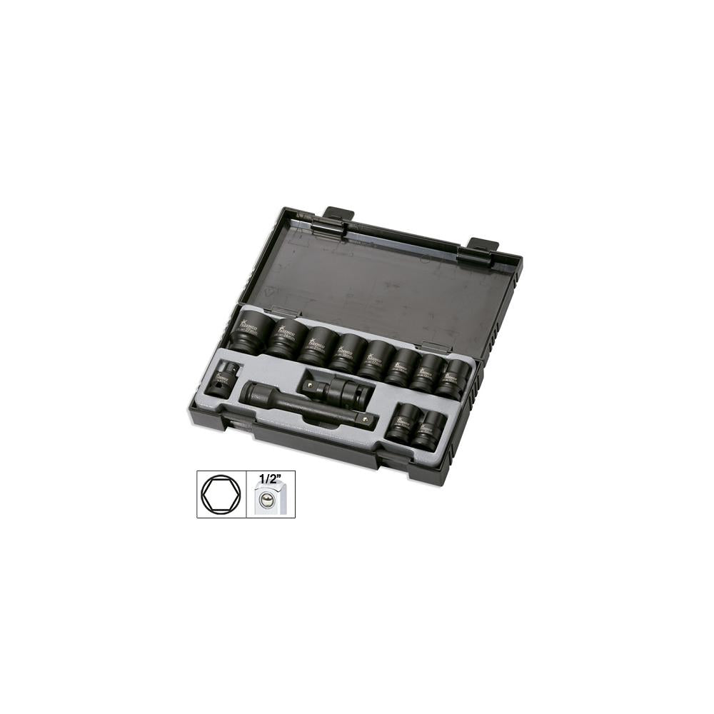 Set 13 piese. tubulare de impact de 1/2` hex. + adaptor Jbm 52341