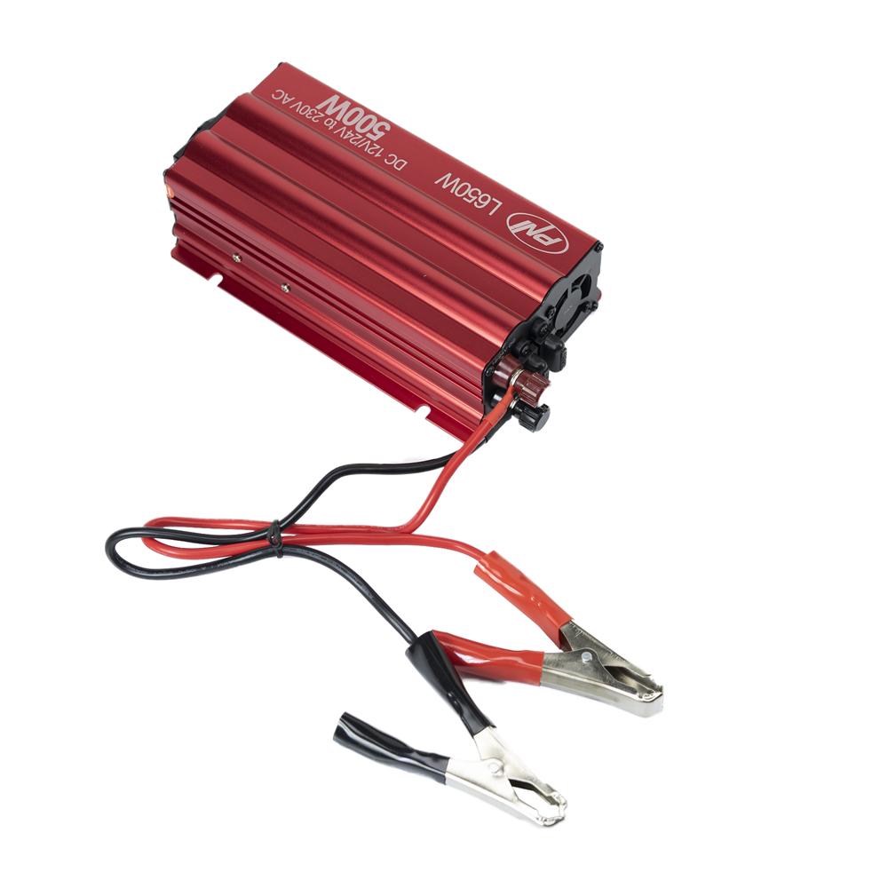 Invertor de tensiune Pni L650W, alimentare duala 12V/24V, iesire 230V, 500W, sinus modificat, mufa USB 5V 500MAH, cu clesti alimentare si mufa de bricheta inclusa PNI-L650W-DV