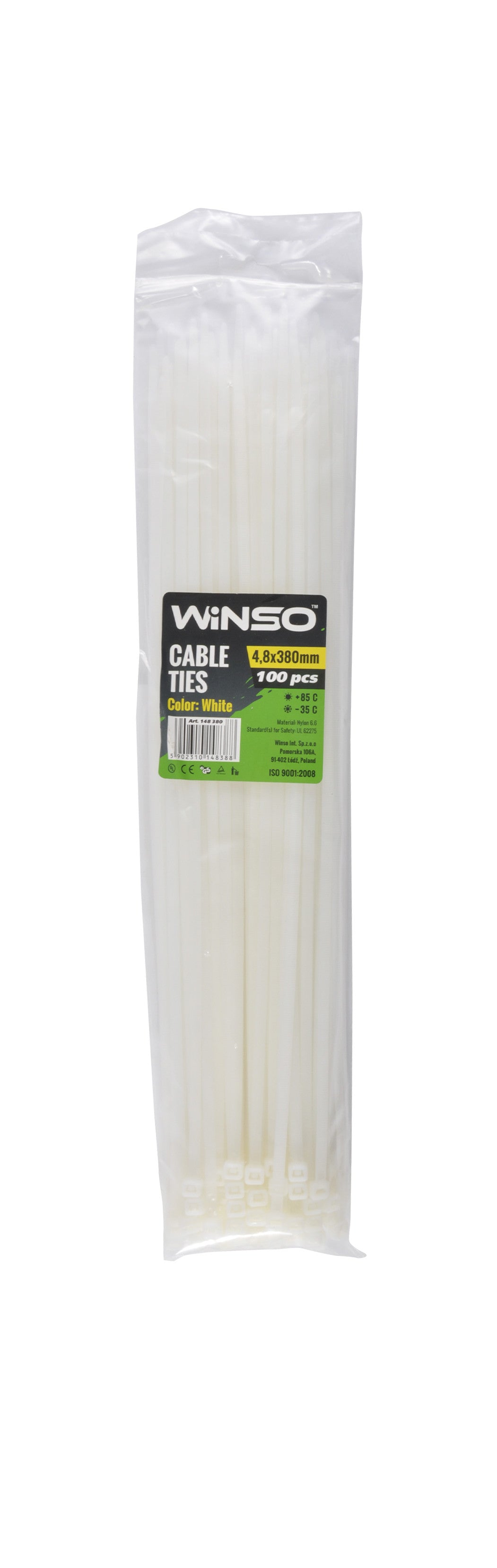 Coliere plastic 4,8x380 Alb - Set 100 buc Winso 148380