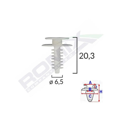 Clips tapiterie pentru fiat/lancia/alfa Romeo - alb set 10 buc Romix 11028 – imagine 2