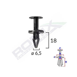 Clips fixare pentru Ford, Opel 6.5X18MM negru set 10BUC Romix C70149 – imagine 2