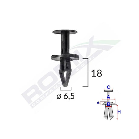 Clips fixare pentru Ford, Opel 6.5X18MM negru set 10BUC Romix C70149 – imagine 2