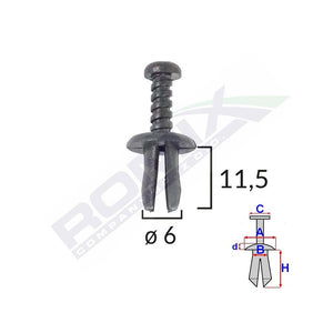 Clips fixare renault/seat - negru set 25 buc Romix 20001