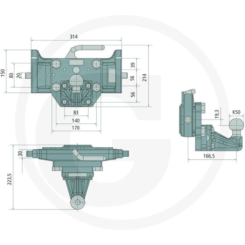 Cupla tractare reglabila pe inaltime – bila 50 mm Scharmuller
