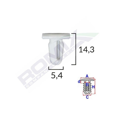 Clips fixare prag pentru Bmw 5.4X14.3MM - alb set 10 buc Romix A82028
