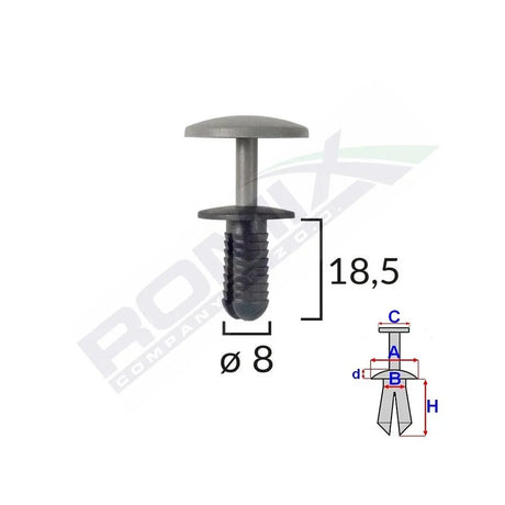 Clips fixare pentru Ford - 8X18.5MM - negru set 10 buc Romix 60120 – imagine 2