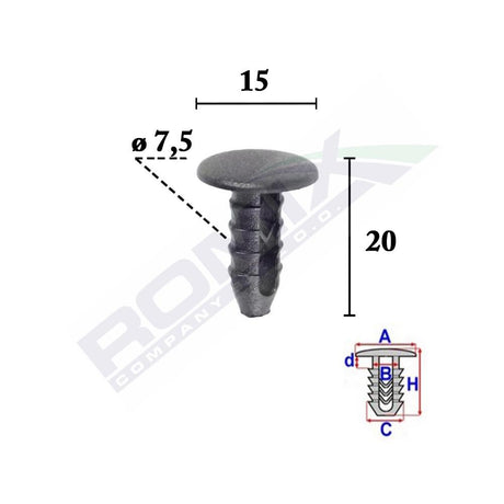 Clips tapiterie pentru pentru fiat/lancia/alfa Romeo set 25 buc Romix 10000