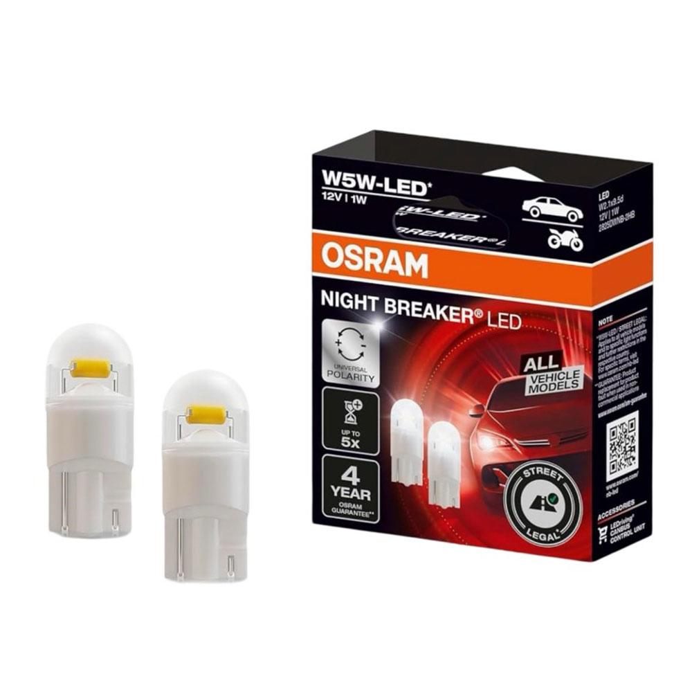 Set 2 becuri night breaker LED W5W omologare rar Osram Ams-osram 2825DWNB-2HFB