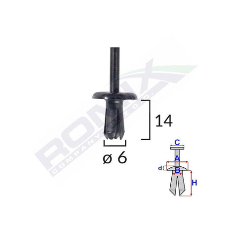 Clips fixare pentru Volvo 6X14MM - negru set 10 buc Romix A82013