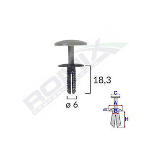 Clips fixare universal 6X18.3MM - negru set 25 buc Romix C10012 – imagine 2