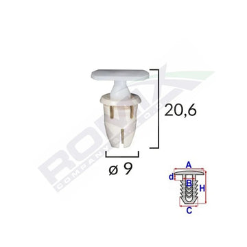 Clips fixare prag pentru Mercedes 9X20.6MM - alb set 10 buc Romix A82026