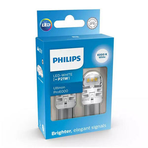 Set 2 becuri auxiliare cu LED 12V P21W ultinon PRO6000SI white Philips 11498CU60X2