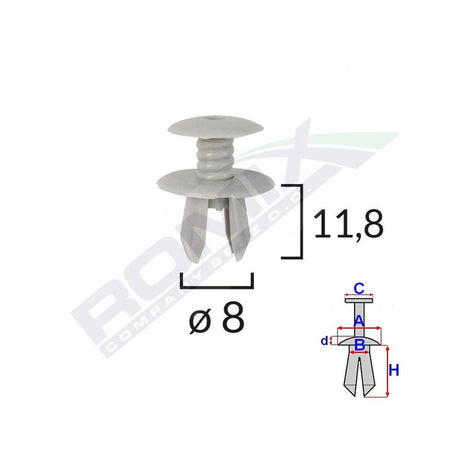 Clips fixare pentru Vw 8X11.8MM - gri set 10 buc Romix C10028