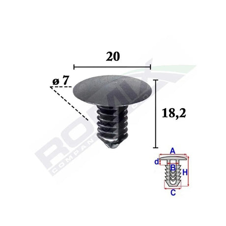Clips tapiterie pentru grup vag 7X18.2MM negru - set 10 buc Romix C70509 – imagine 2