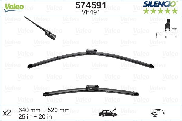 Set lamela stergator Valeo Silencio FlatBlade OE 640/520 mm 574591