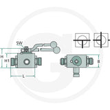Robinet cu bila hidraulic PISTER BKH-3T-12L DN10 M18 - 81520034
