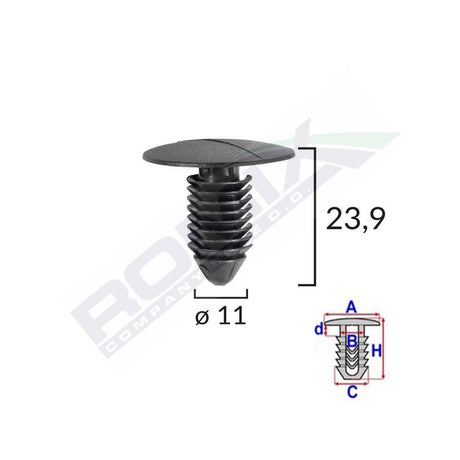Clips tapiterie pentru gm 11X23.9MM - negru set 10 buc Romix B22002