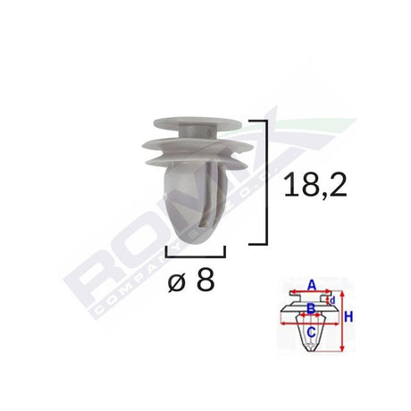 Clips tapiterie pentru honda/hyundai/kia/mazda 8X182MM - gri set 10 buc Romix A175049