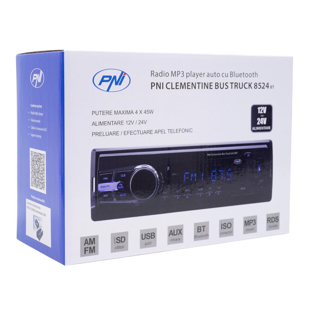 Radio MP3 player auto Pni clementine bus truck 8524BT rds 4X45W 12V/24V cu sd, USB, aux, rca si bluetooth PNI-8524BT