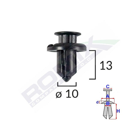 Clips fixare bara fata pentru honda/mitsubishi 10X13MM - negru set 5 buc Romix B19233