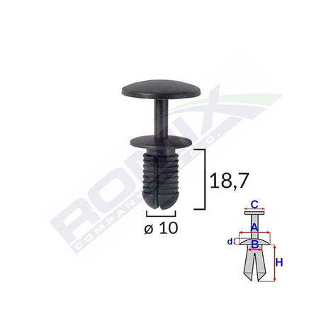 Clips fixare pentru Ford - 10X18.7MM - negru set 10 buc Romix 60118