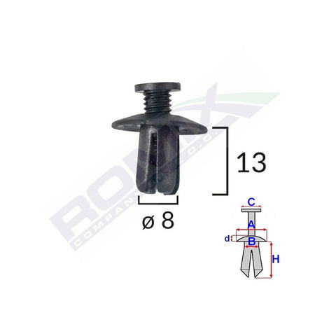 Clips fixare pentru hyundai/kia/mazda - negru set 10 buc Romix 60001
