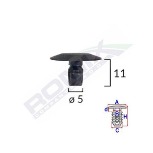 Clips tip garnitura pentru Peugeot 5X11MM - negru set 10 buc Romix A82031