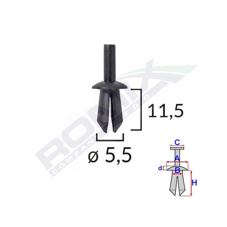 Clips fixare pentru renault/vw Audi Fiat Seat - negru set 25 buc Romix 20309