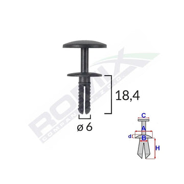 Clips fixare universal 6X18.4MM - negru set 25 buc Romix C10013