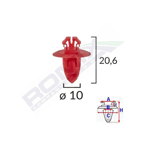 Clips fixare elemente exterioare pentru Toyota 10X20.6 - rosu set 10 buc Romix 80105