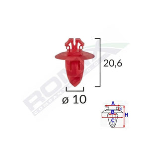 Clips fixare elemente exterioare pentru Toyota 10X20.6 - rosu set 10 buc Romix 80105 – imagine 2