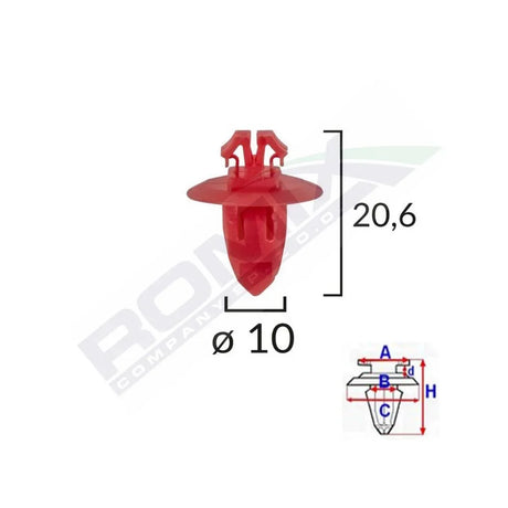 Clips fixare elemente exterioare pentru Toyota 10X20.6 - rosu set 10 buc Romix 80105 – imagine 2