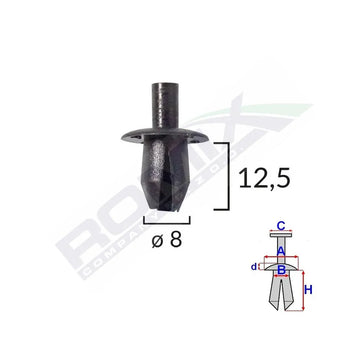 Clips fixare elemente roata pentru Dacia Renault - negru set 10 buc Romix 15321