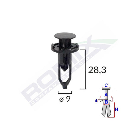 Clips fixare pentru toyota/lexus 9X28.3MM - negru set 10 buc Romix B22626