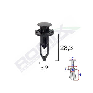 Clips fixare pentru toyota/lexus 9X28.3MM - negru set 10 buc Romix B22626 – imagine 2