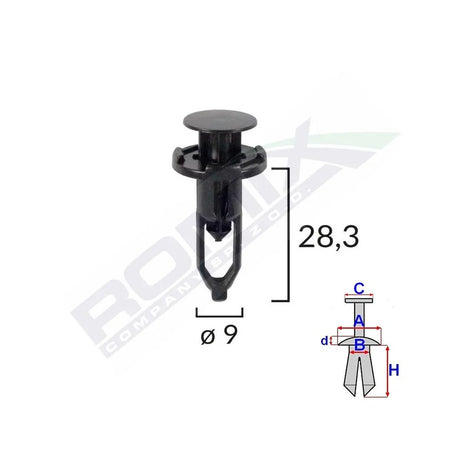 Clips fixare pentru toyota/lexus 9X28.3MM - negru set 10 buc Romix B22626 – imagine 2